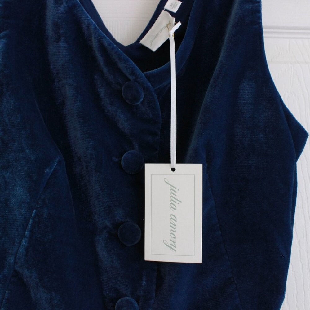 Julia Amory Julia Velvet Wide Leg Pants and Tess Vest Set in Azure Blue - Picture 2 of 16